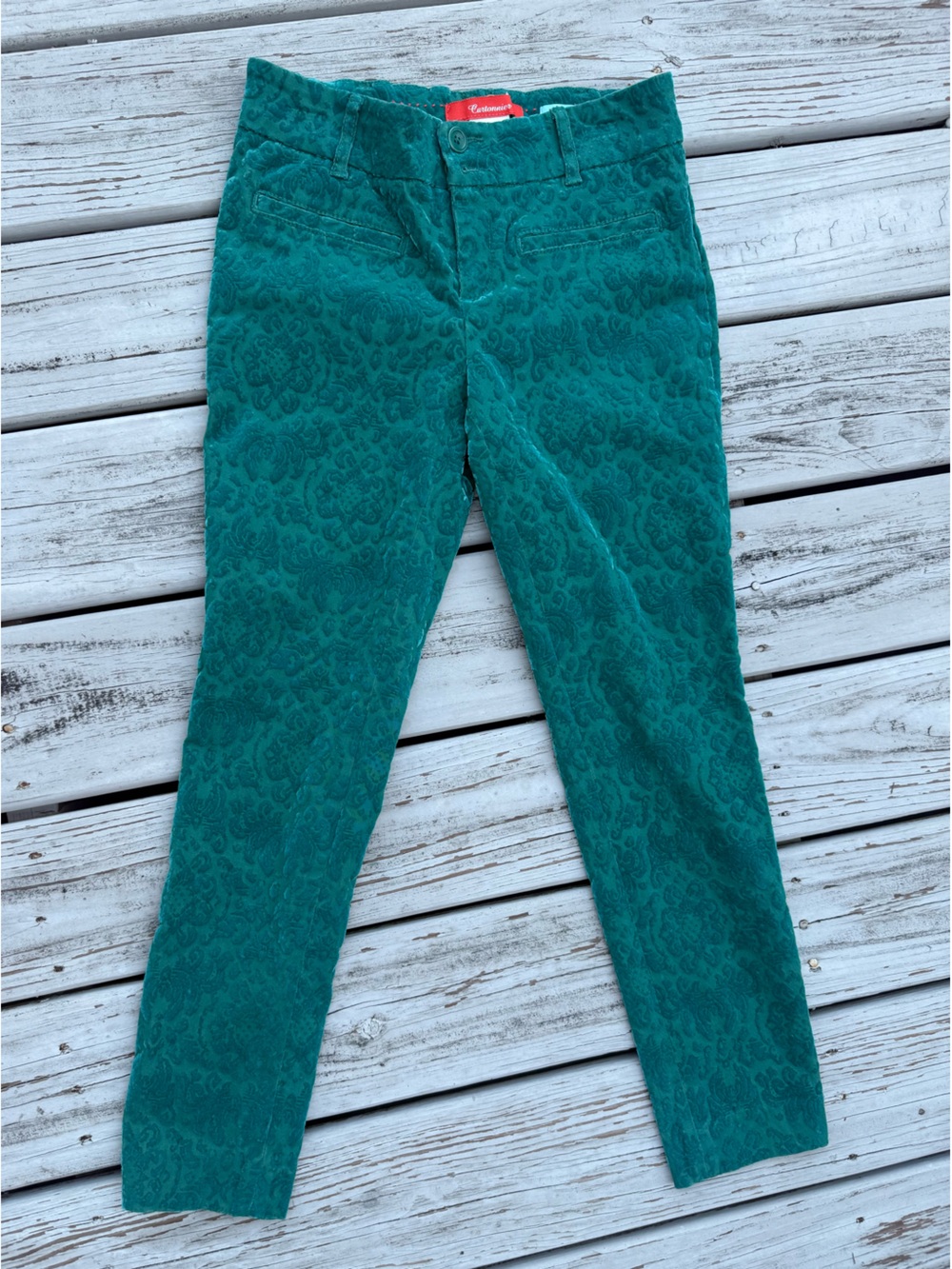Cartonnier Charlie Ankle Teal Jacquard Ankle Pants Anthropologie sz 2